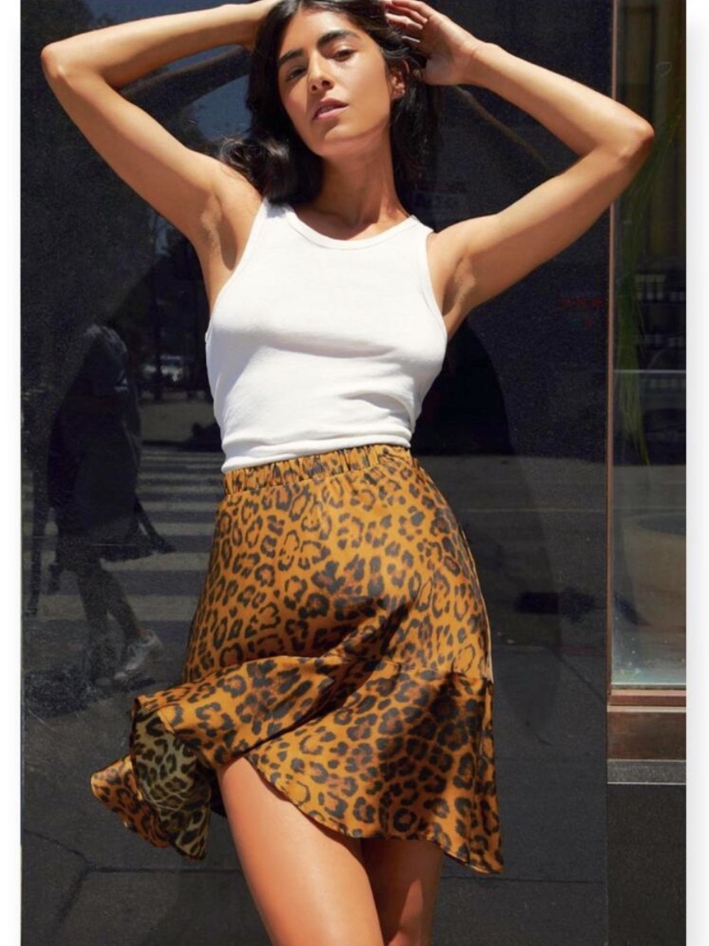 Nation LTD Claire Bias Leopard Print Ruffle
Hem Satin Mini Skirt Size S Small